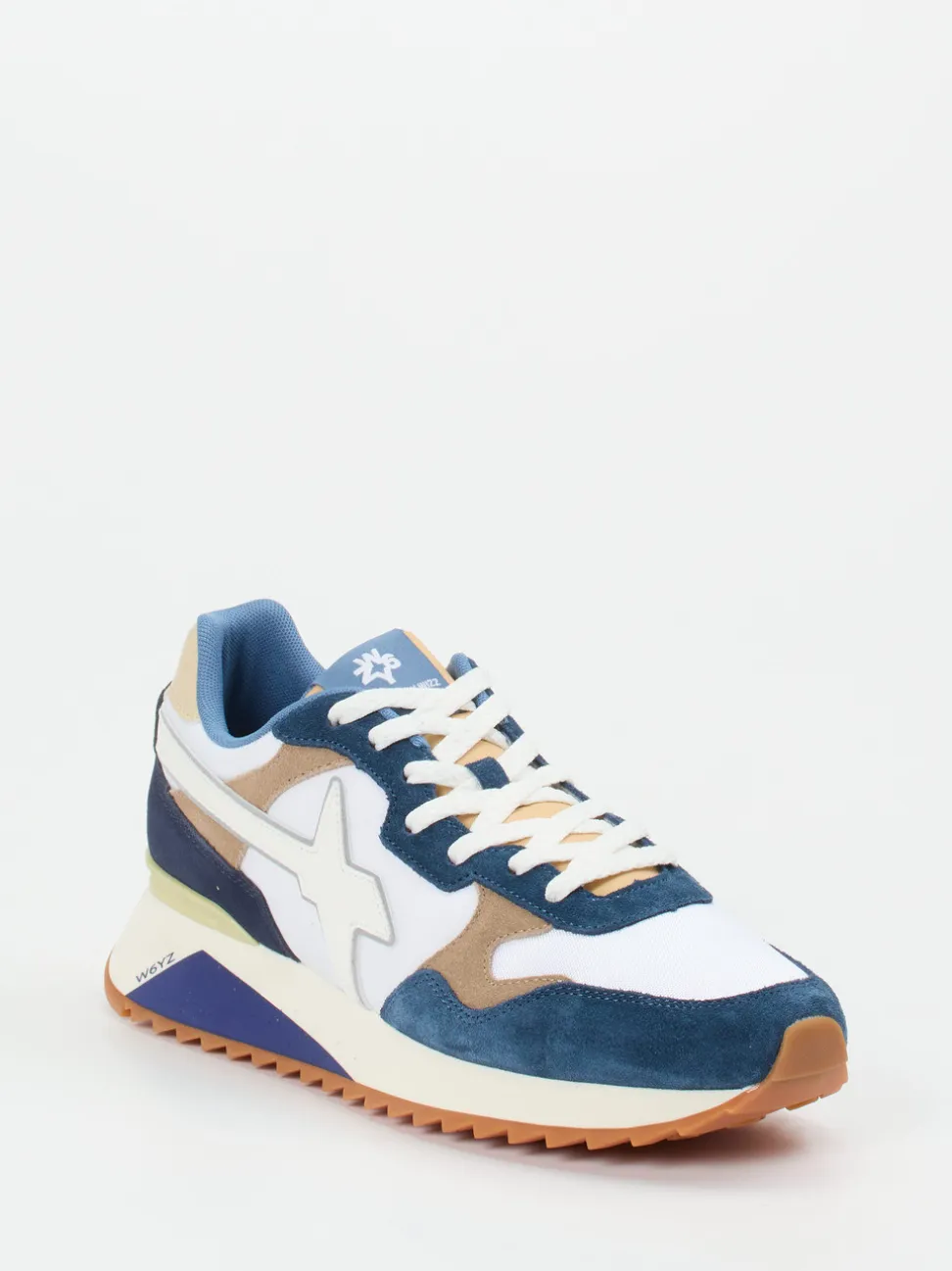 W6YZ – Sneaker aus Veloursleder weiß-blau