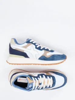 W6YZ – Sneaker aus Veloursleder weiß-blau