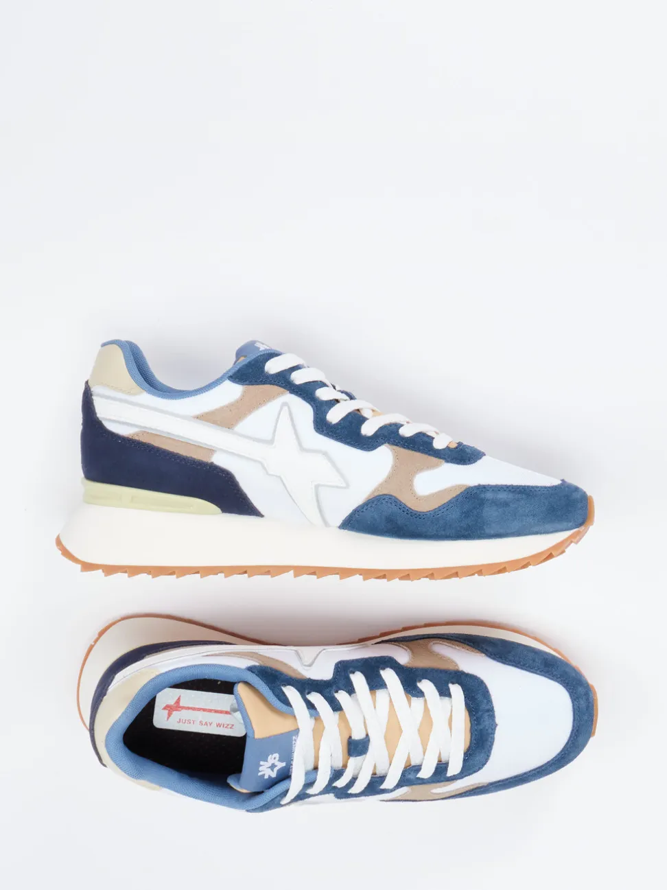 W6YZ – Sneaker aus Veloursleder weiß-blau
