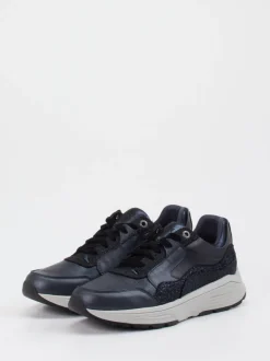 Xsensible – Chunky Sneaker aus geprägtem Leder Blau