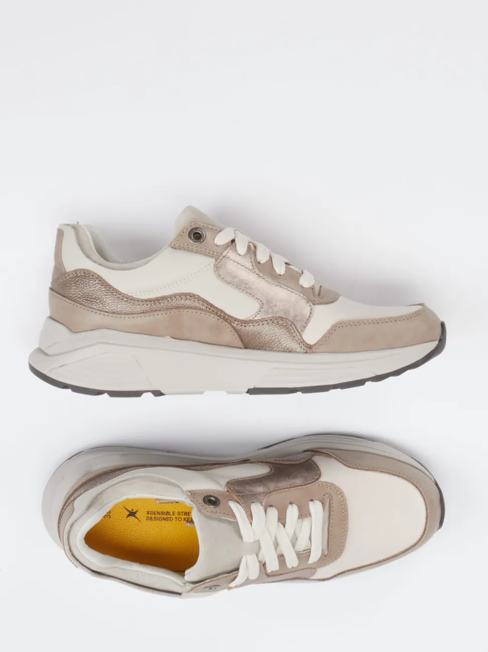 XSENSIBLE – Chunky Sneaker aus Kalbleder in Beige
