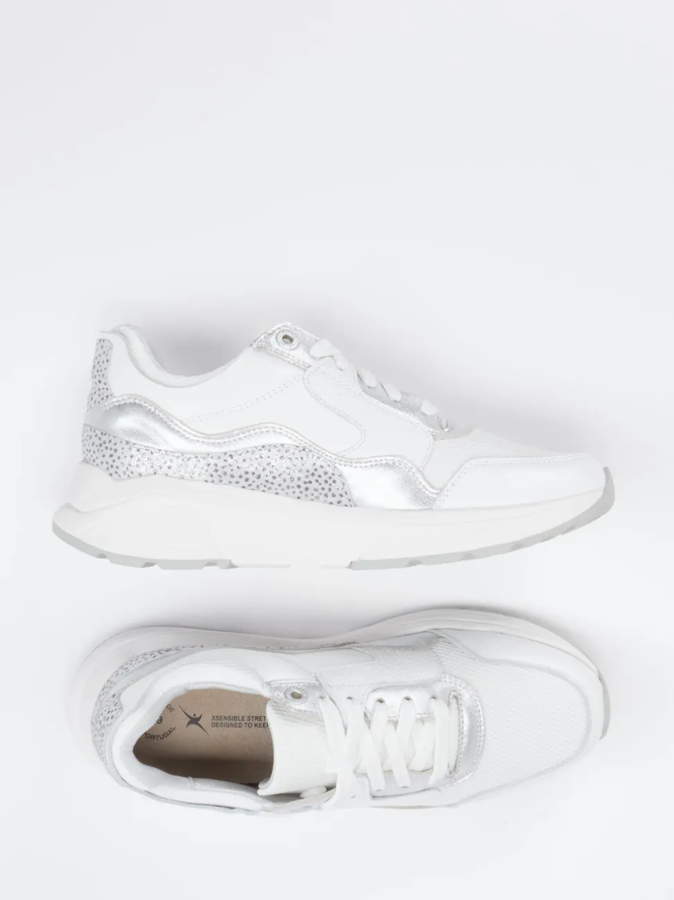 XSENSIBLE – Sneaker aus Leder-Mesh-Mix weiß