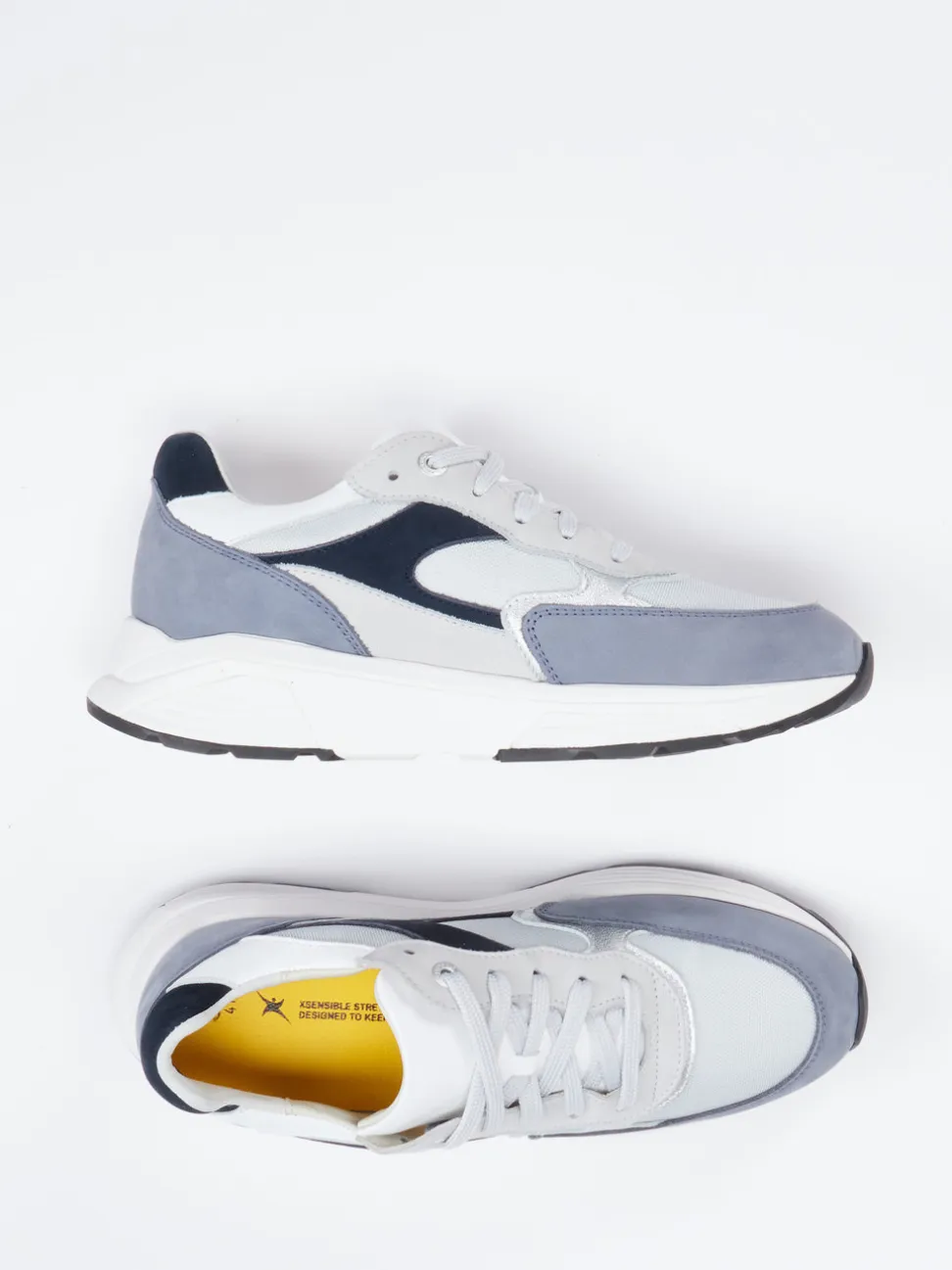 XSENSIBLE – Sneaker aus Veloursleder und Textil blau