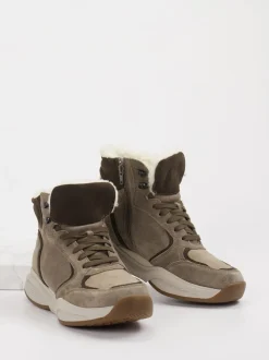 Xsensible – Stiefelette aus Veloursleder in Taupe