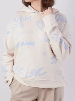 Yippie Hippie – Kapuzenpullover aus Textil in Beige