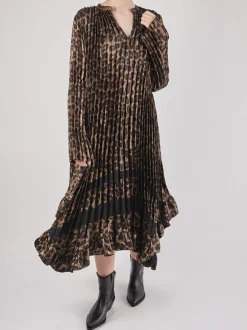 Yippie Hippie – Plisseekleid aus Textil in Braun