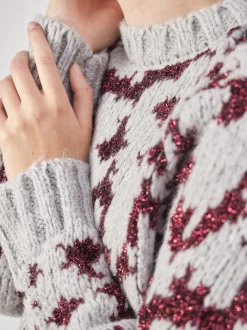 Yippie Hippie – Strickpullover aus Textil in Hellgrau