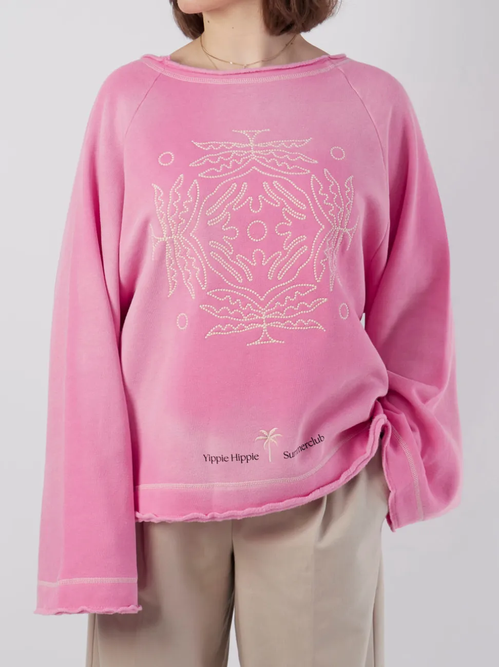 Yippie Hippie – Sweatshirt aus Baumwolle in Rosa